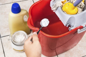 Add baking soda to floor cleaner for house cleaning